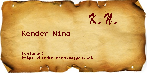 Kender Nina névjegykártya